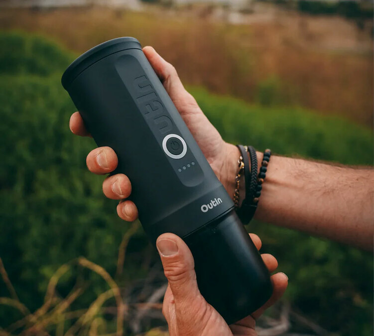 portable Outin Nano grey coffee maker